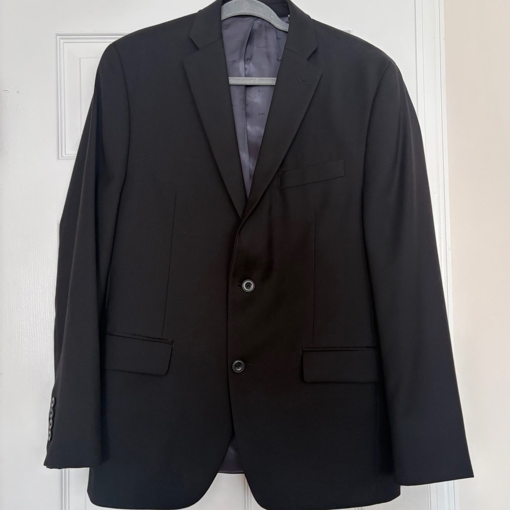 EUC Men’s Michael Kors Black Stretch Wool Suit Size 40 Regular 40R Inseam 30”